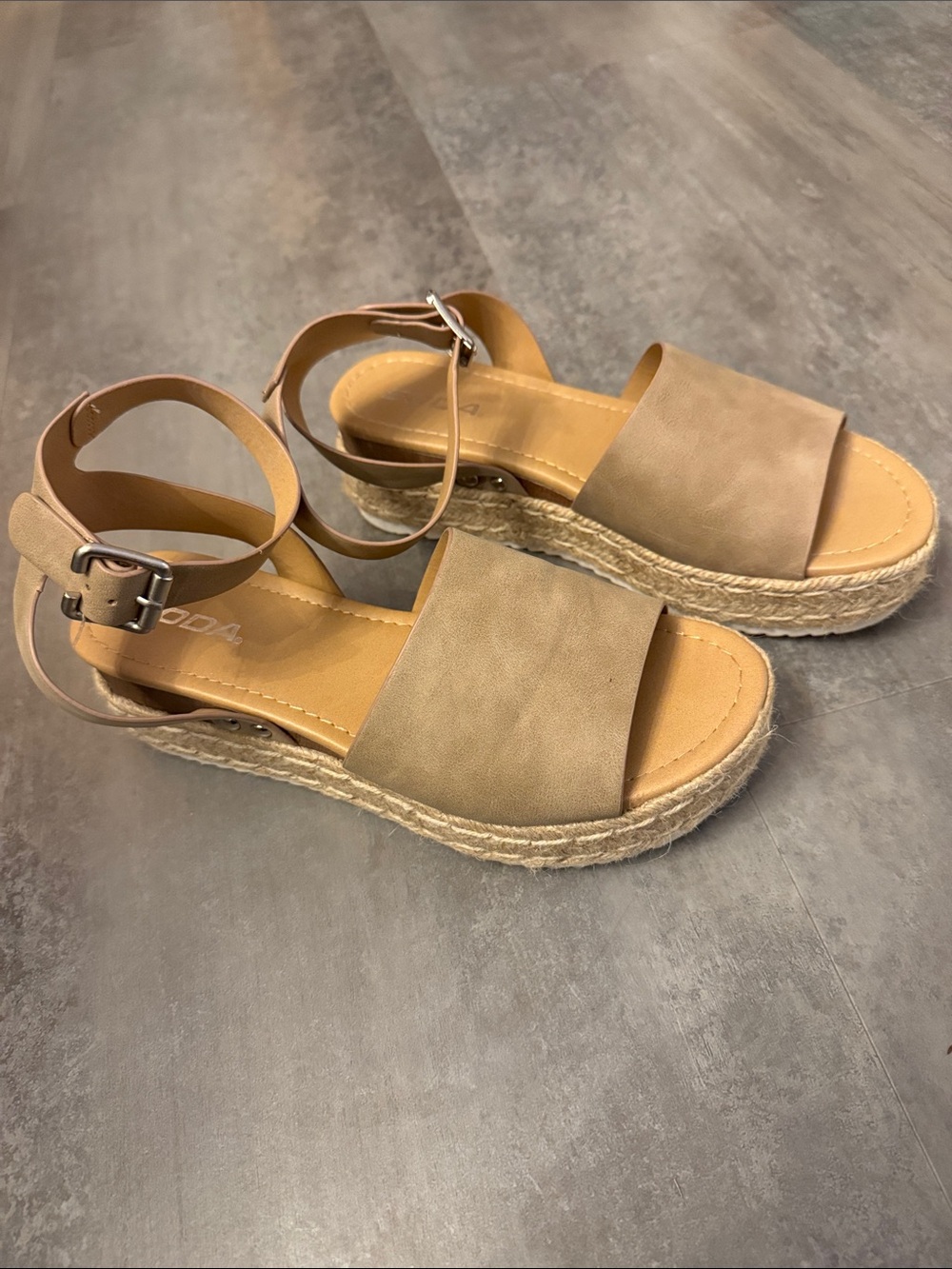 Soda Taupe Ankle-Strap Espadrille Sandals